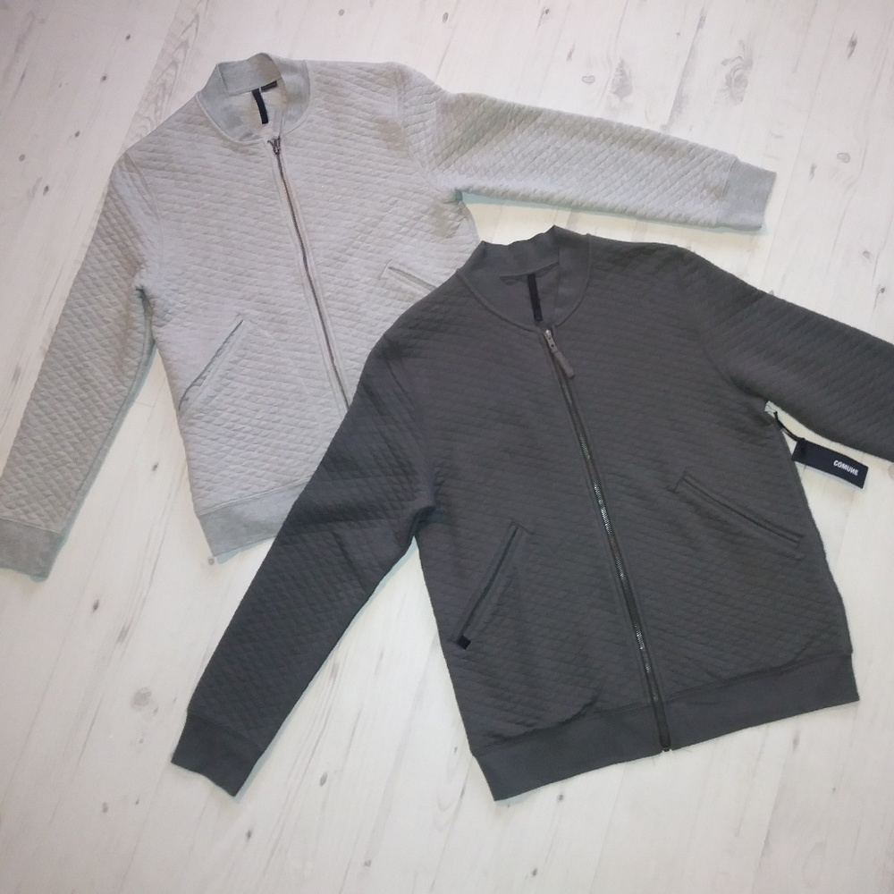 2 Comune Men Jacket Zip Quilted Sweater Coat Set M